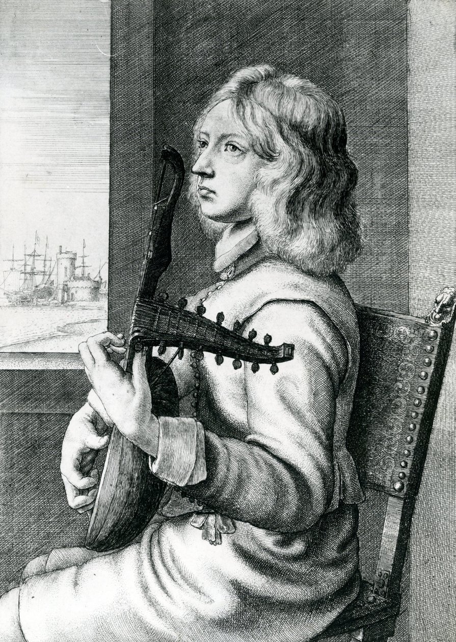 Barok lutspiller af Wenceslaus Hollar