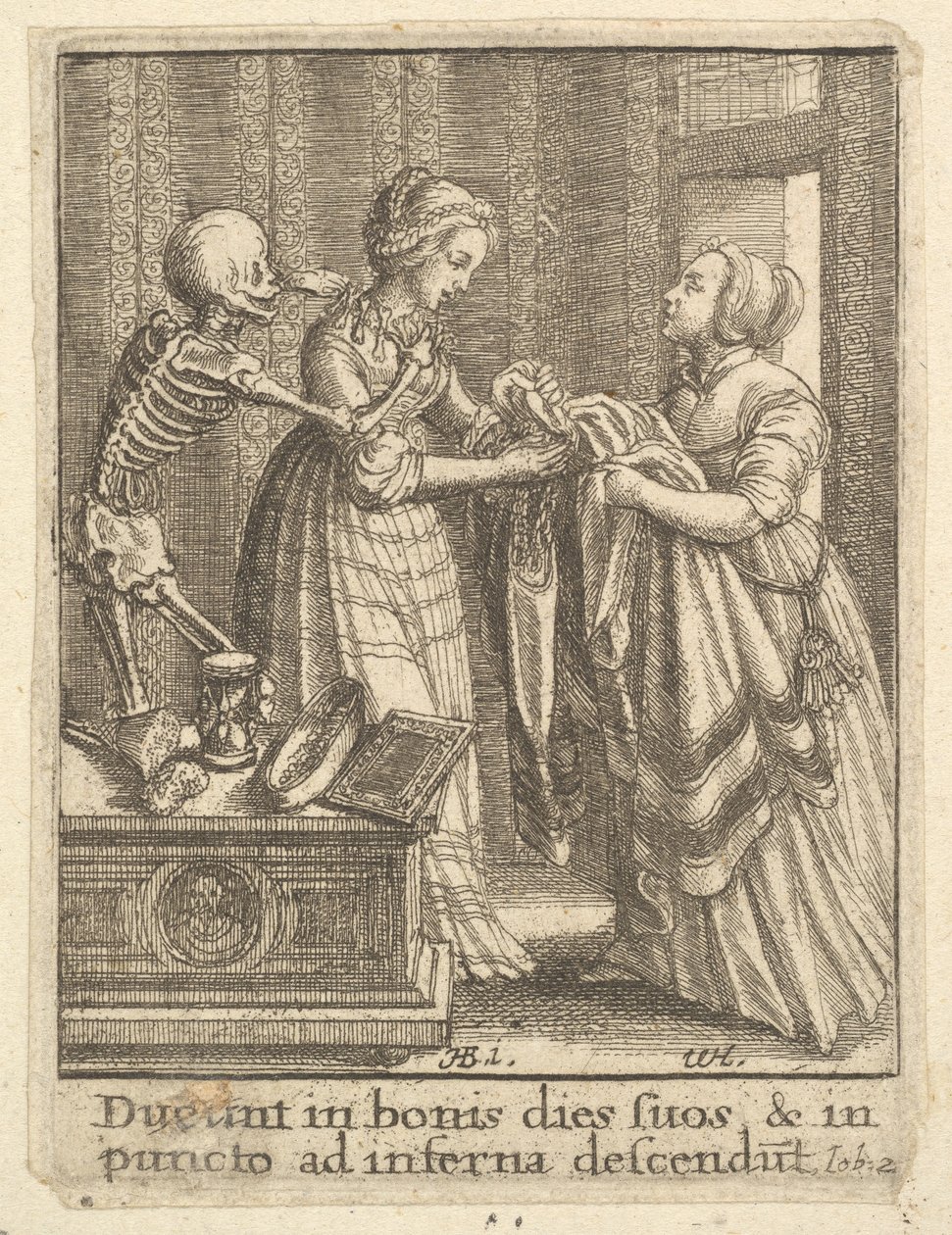 Brud, fra Dødedansen, 1651. af Wenceslaus Hollar