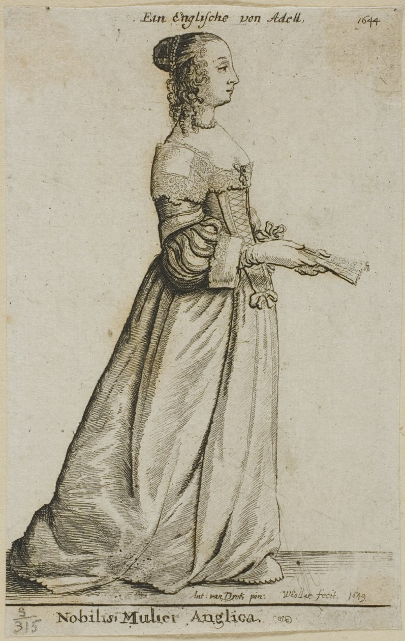 engelsk adelskvinde af Wenceslaus Hollar