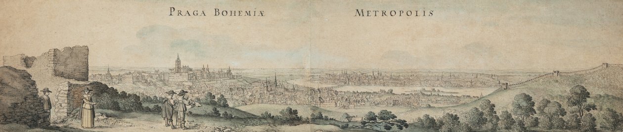 Fantastisk udsigt over Prag af Wenceslaus Hollar