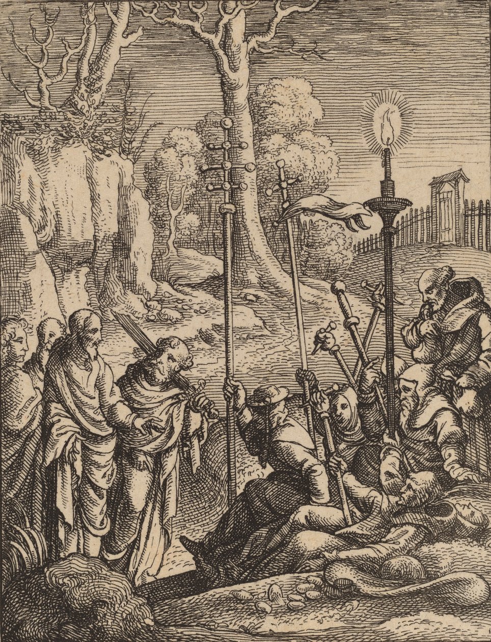 Jesus konfronterer sine modstandere. af Wenceslaus Hollar