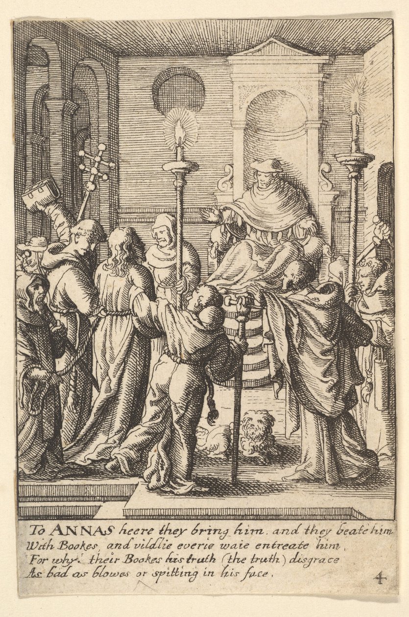 Jesus før Annas, 1625-77. af Wenceslaus Hollar