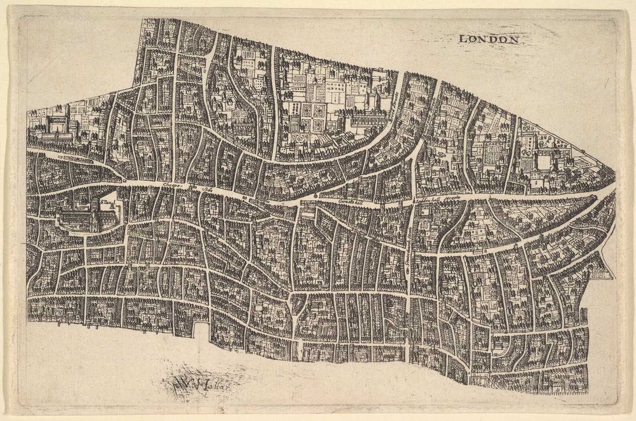 London før den store brand, 1666-77. af Wenceslaus Hollar