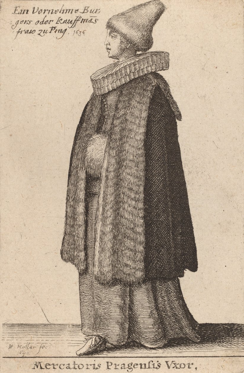 Vxor af købmanden i Prag, 1642. af Wenceslaus Hollar