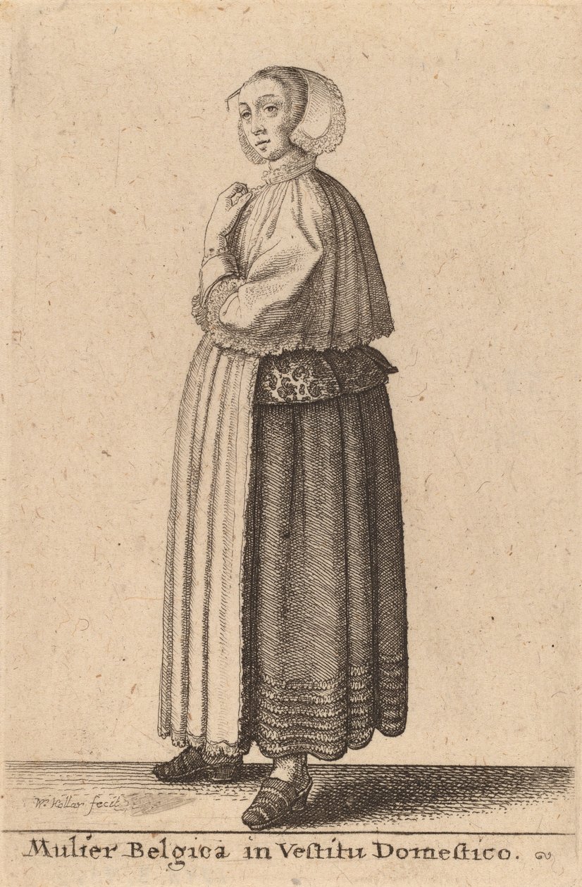 En belgisk kvinde i hjemlig kjole. af Wenceslaus Hollar