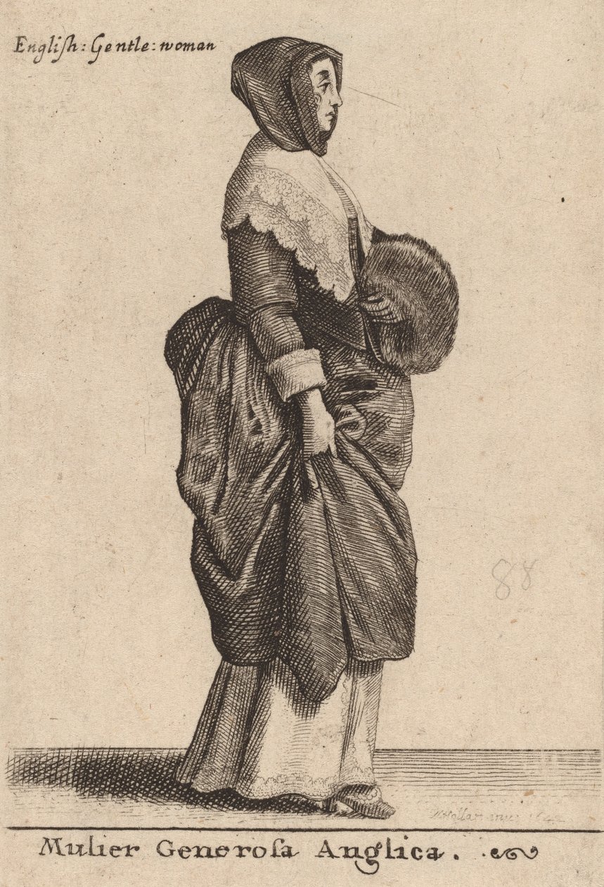 En generøs engelsk kvinde, 1642. af Wenceslaus Hollar