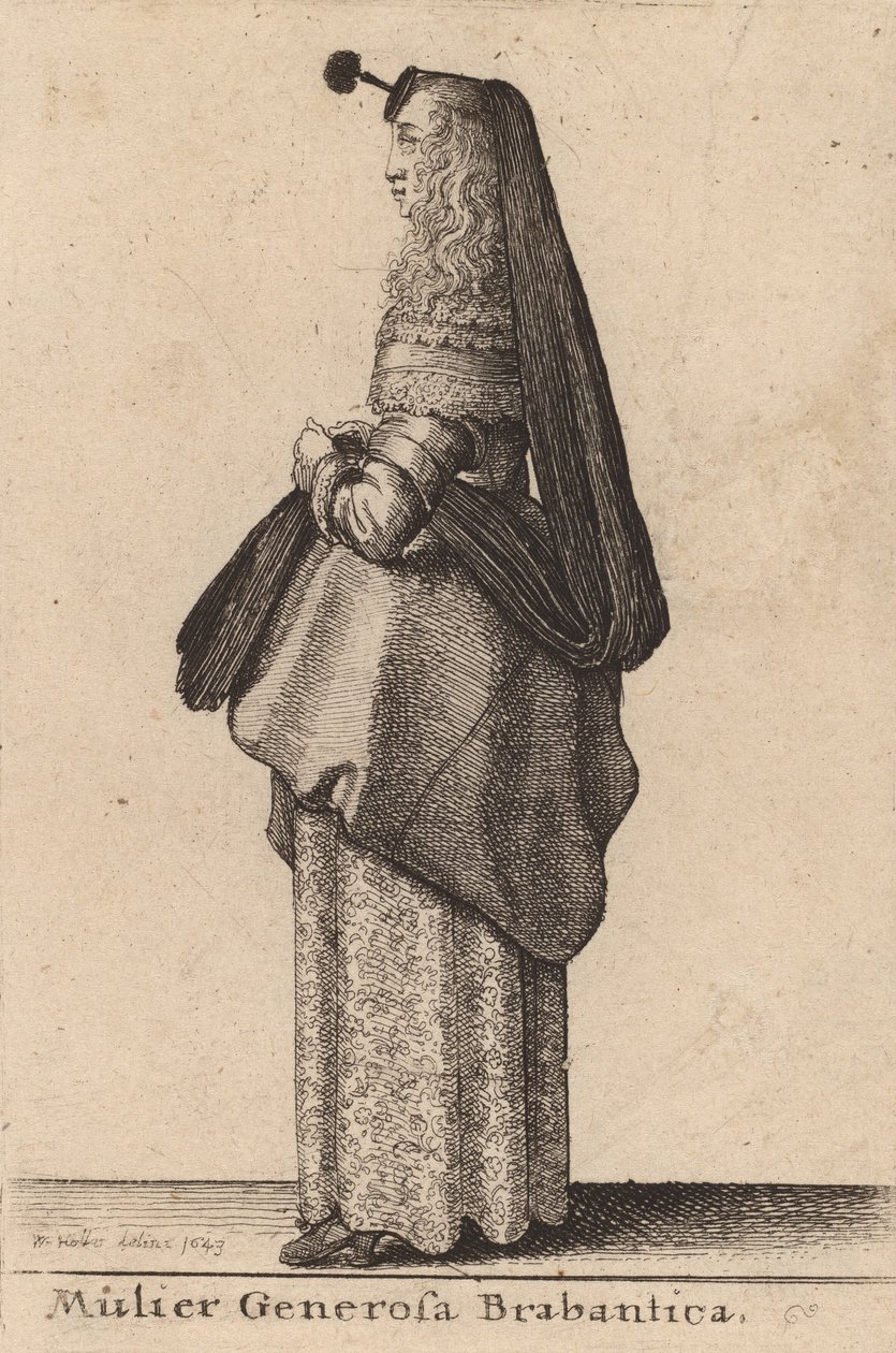 Den generøse kvinde af Brabant, 1643. af Wenceslaus Hollar