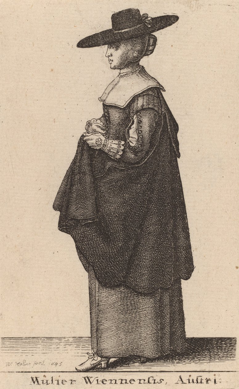 Kvinden fra Wien, Østrig, 1643. af Wenceslaus Hollar
