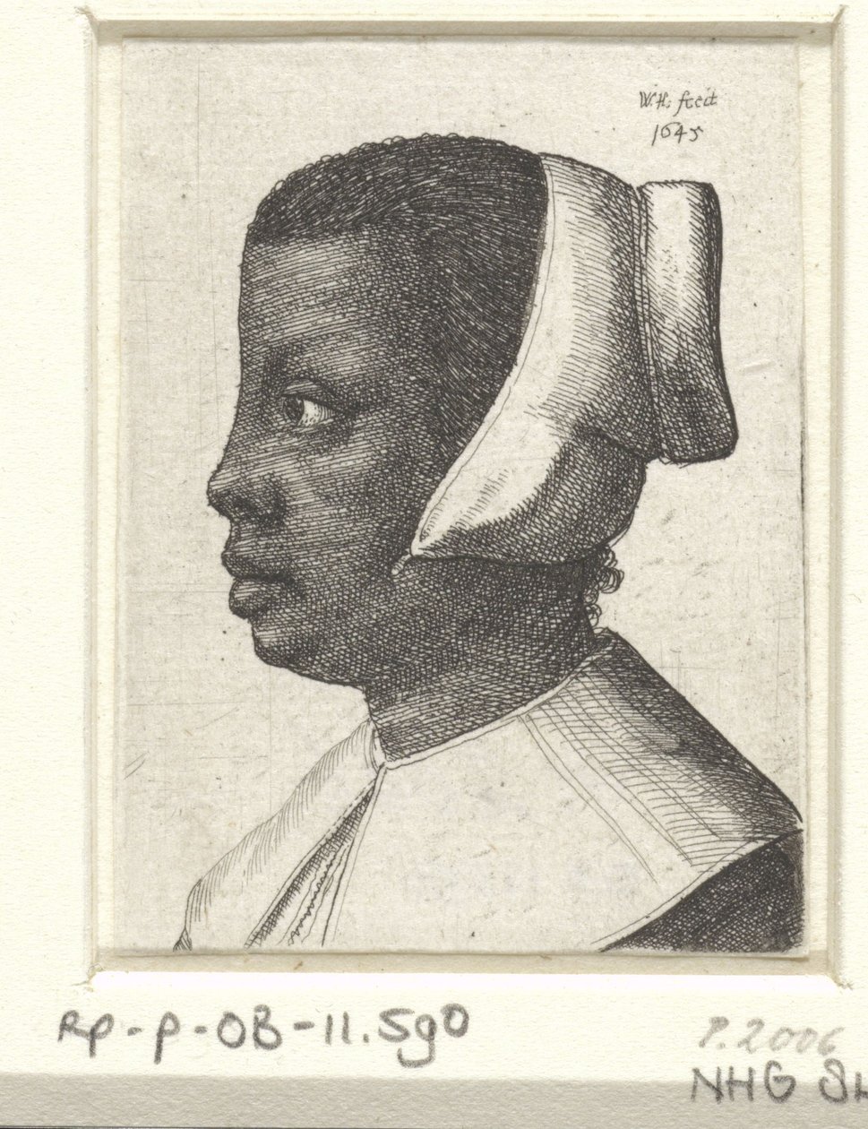 Portræt af en ung sort kvinde af Wenceslaus Hollar