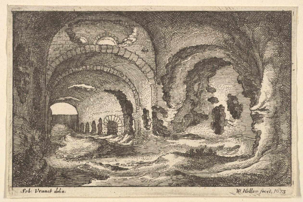 Romerske levn i Tivoli, 1673. af Wenceslaus Hollar