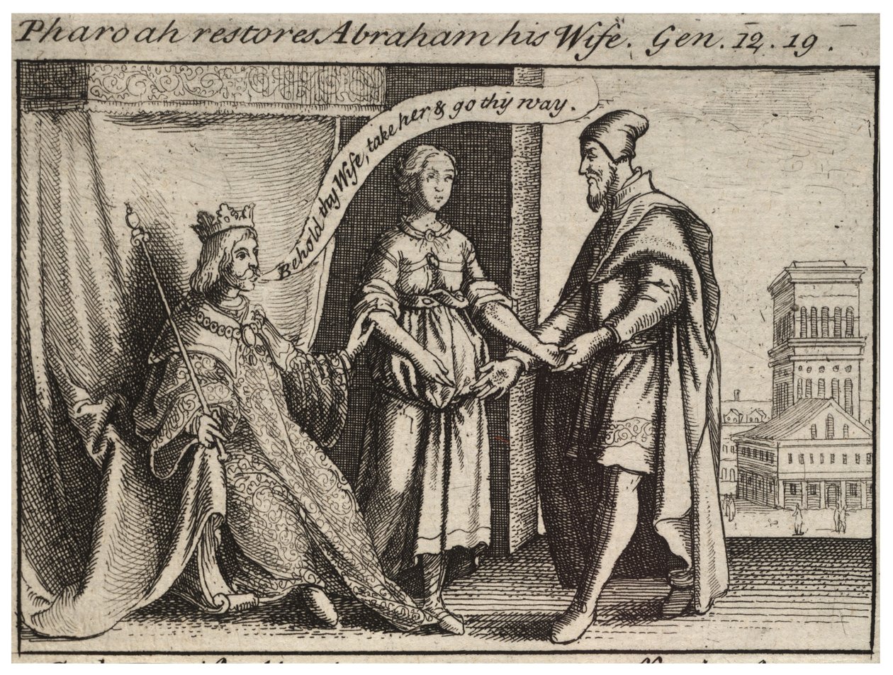 Sara vendte tilbage til Abraham. Tilstand 2 af Wenceslaus Hollar