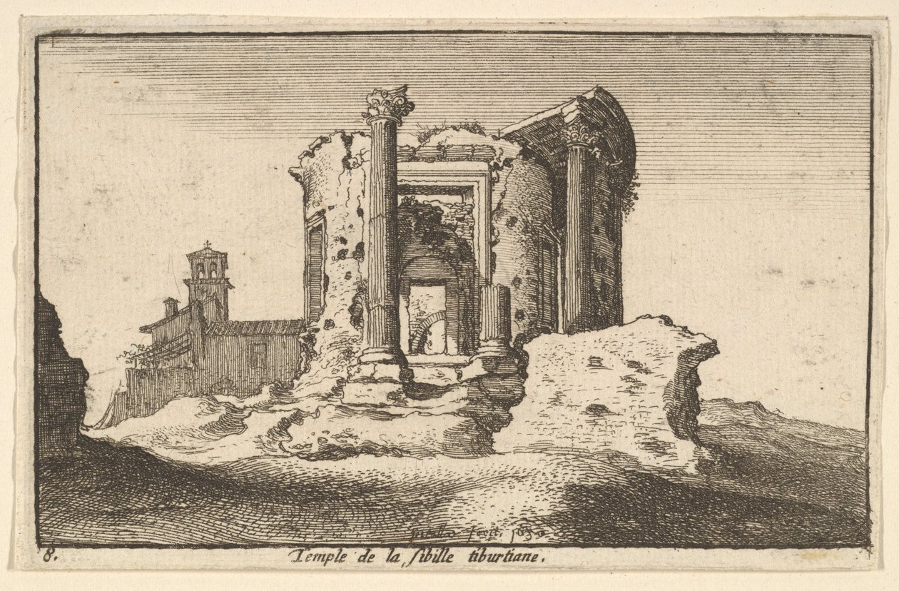 Temple of the Tiburtine Sybil, 1650. af Wenceslaus Hollar