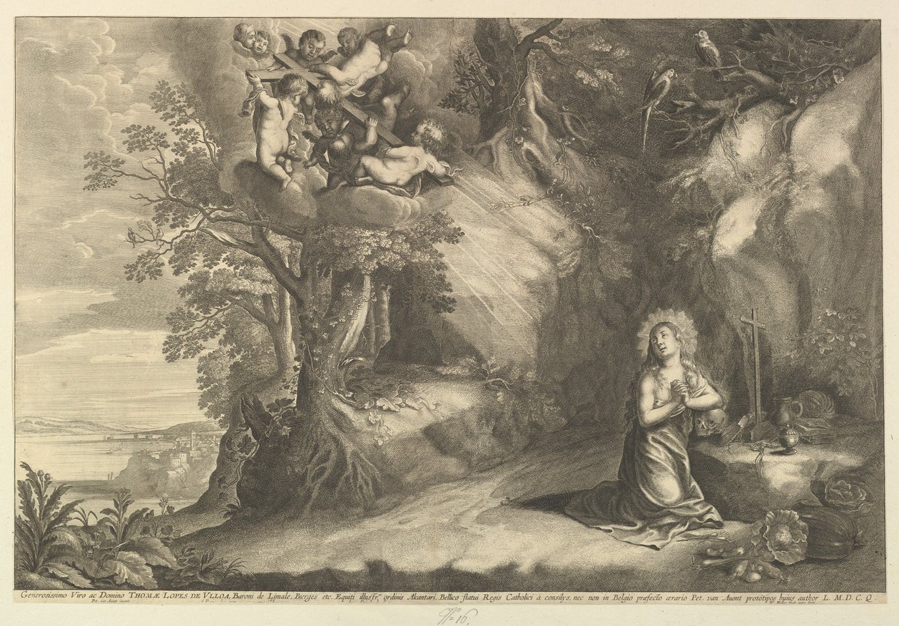 Den knælende Magdalen, 1625-77. af Wenceslaus Hollar