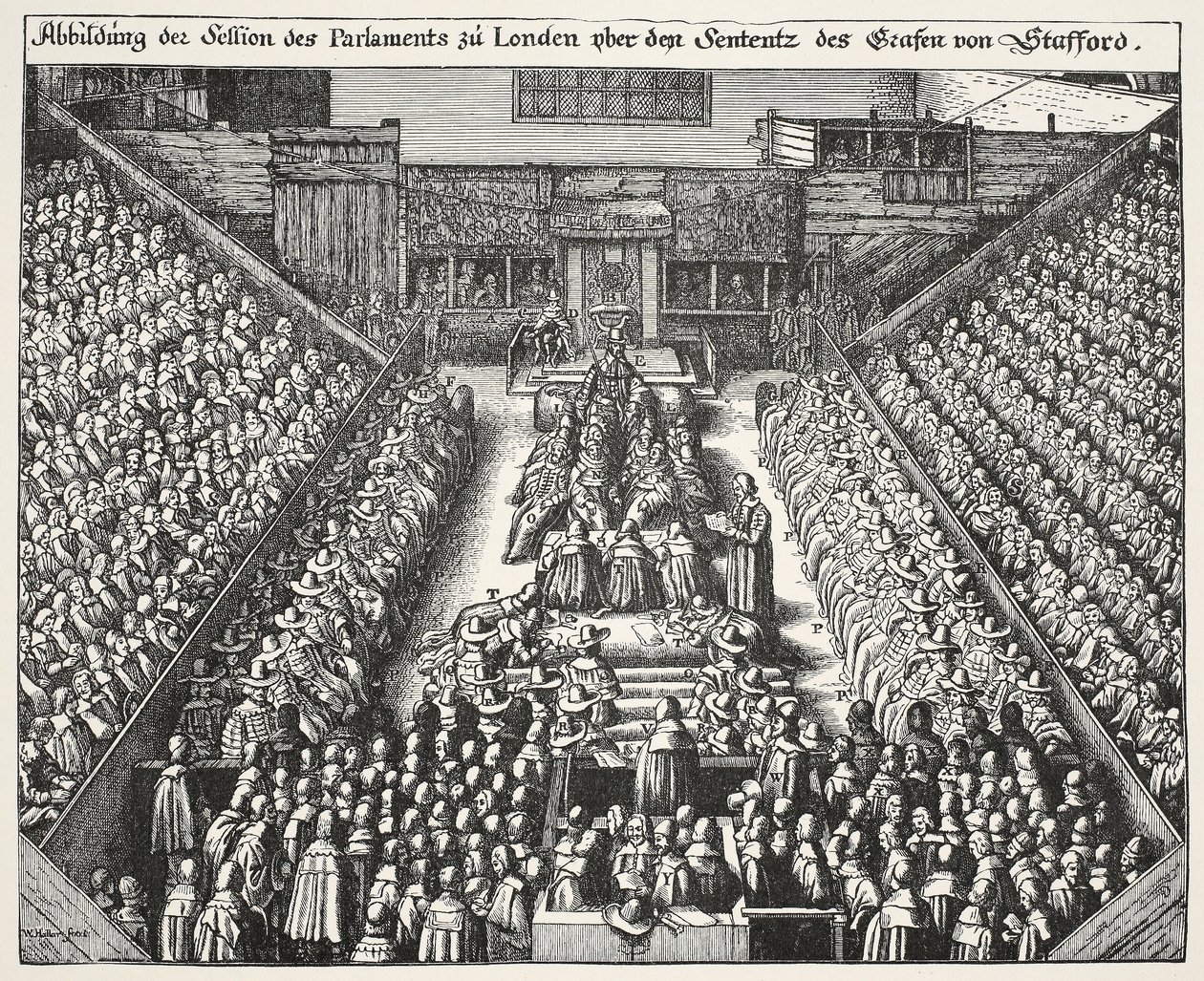 Retssag mod Strafford, 22. marts 1641 af Wenceslaus Hollar