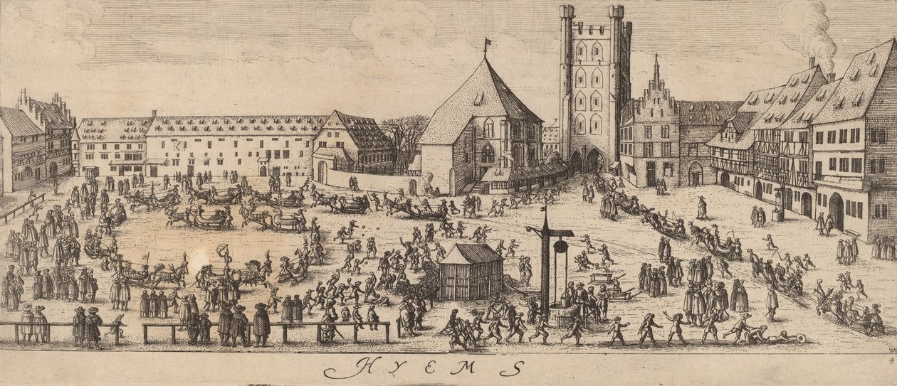 Vinter: Paradepladsen, ca. 16281629. af Wenceslaus Hollar