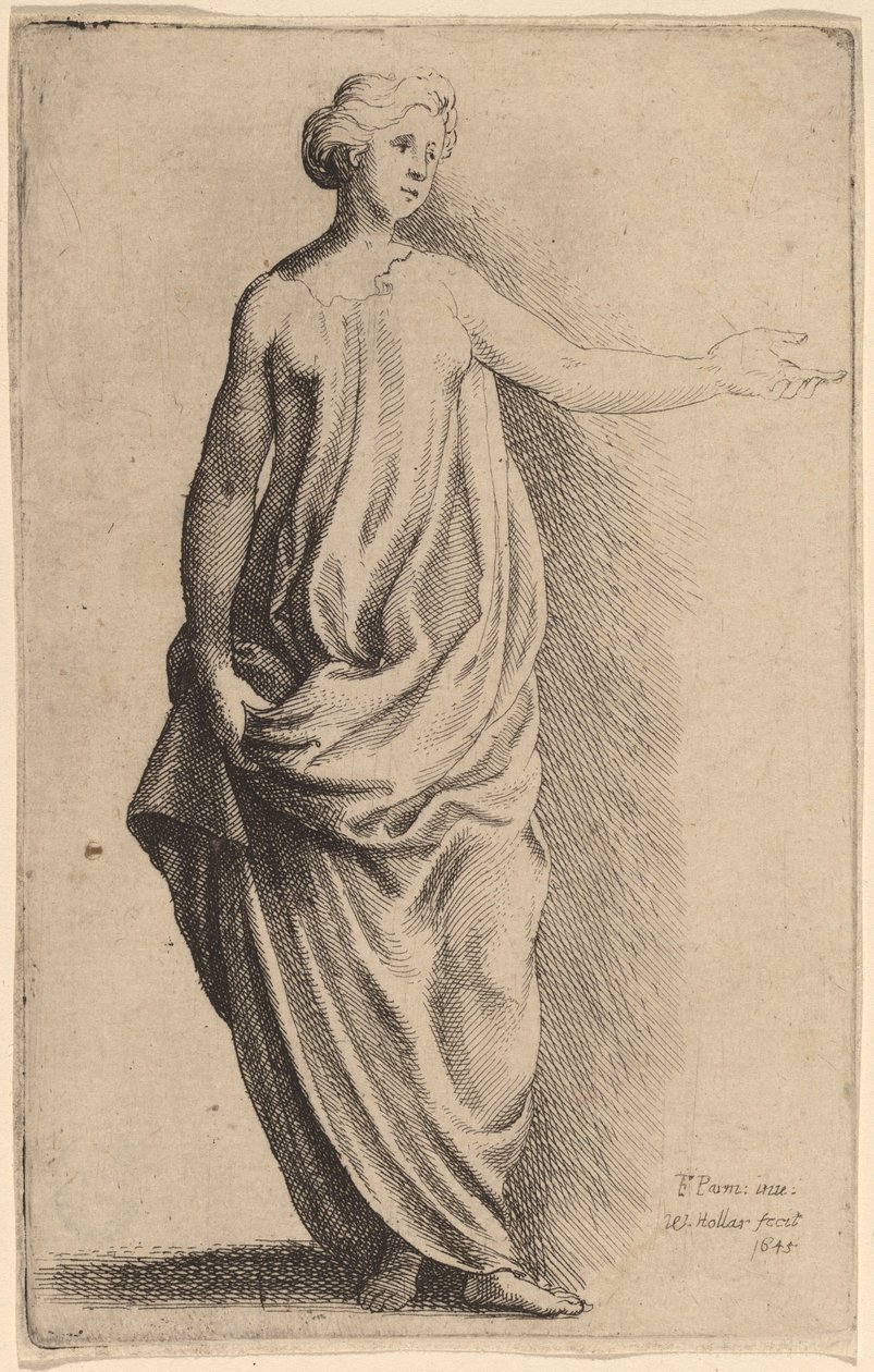 Stående Figur af Wenceslaus Hollar after Parmigianino