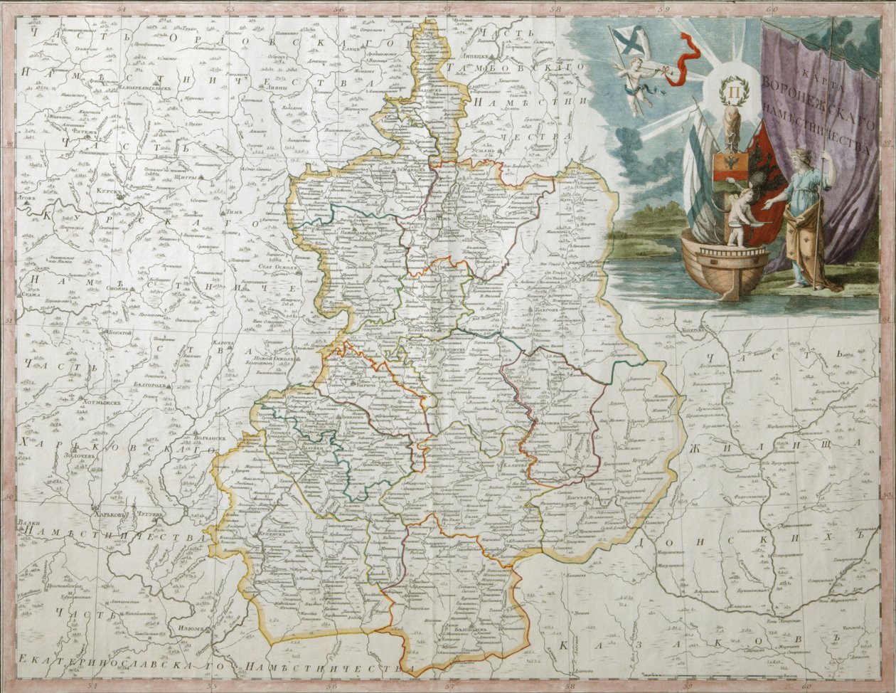 Kort over Voronezh Governorate, 1792 af Wilbrecht