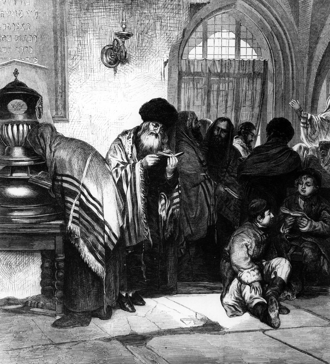 Polske jøder i en synagoge af Wilhelm August Stryowski