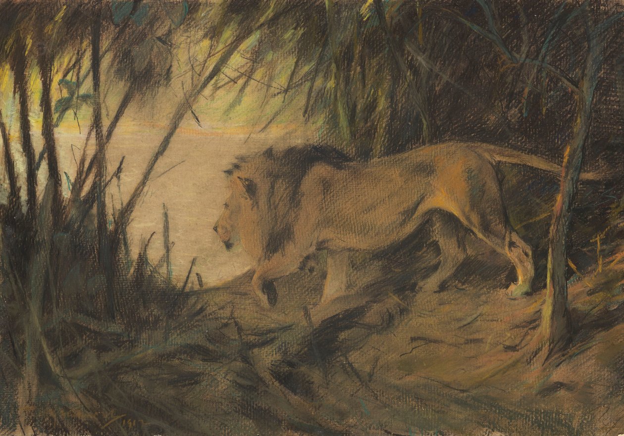 Leo, går til floden af Wilhelm Kuhnert