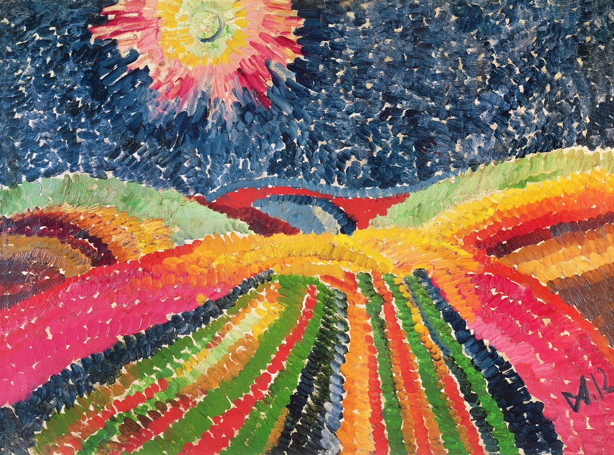 The Path, 1912 (olie på pap) af Wilhelm Morgner