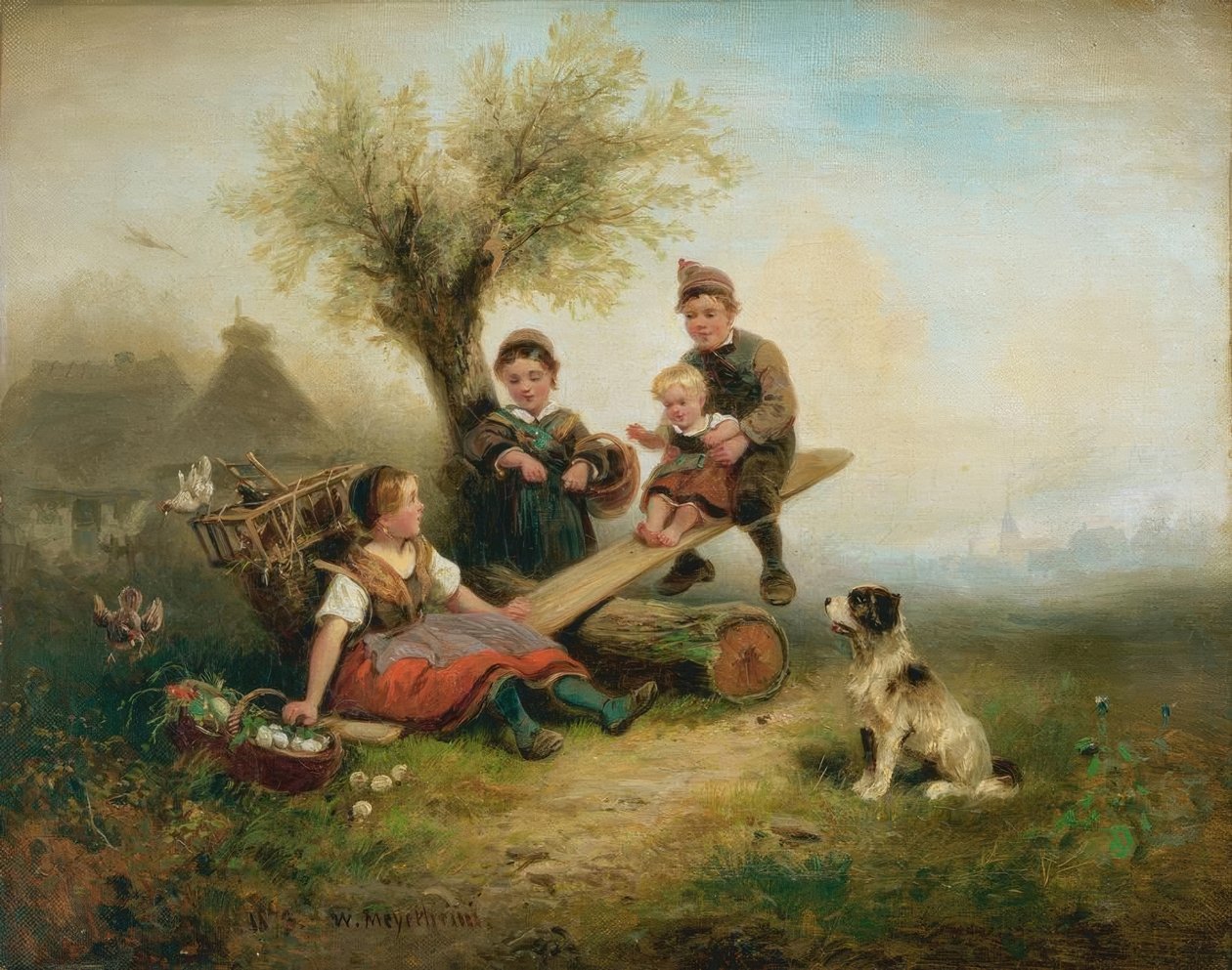 Børn leger på kanten af ​​landsbyen af Wilhelm Alexander Meyerheim