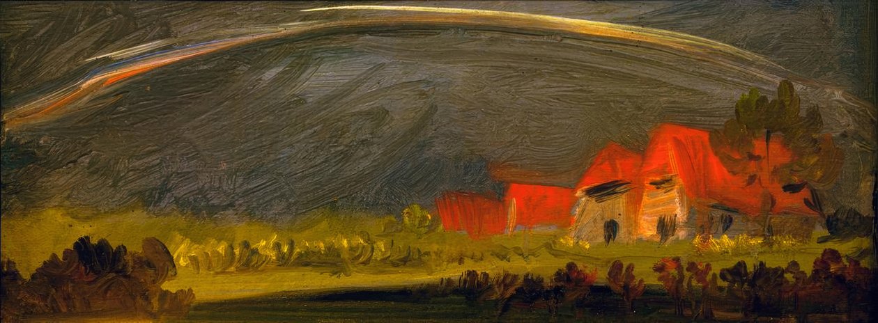 Tordenvejr landskab med regnbue af Wilhelm Busch