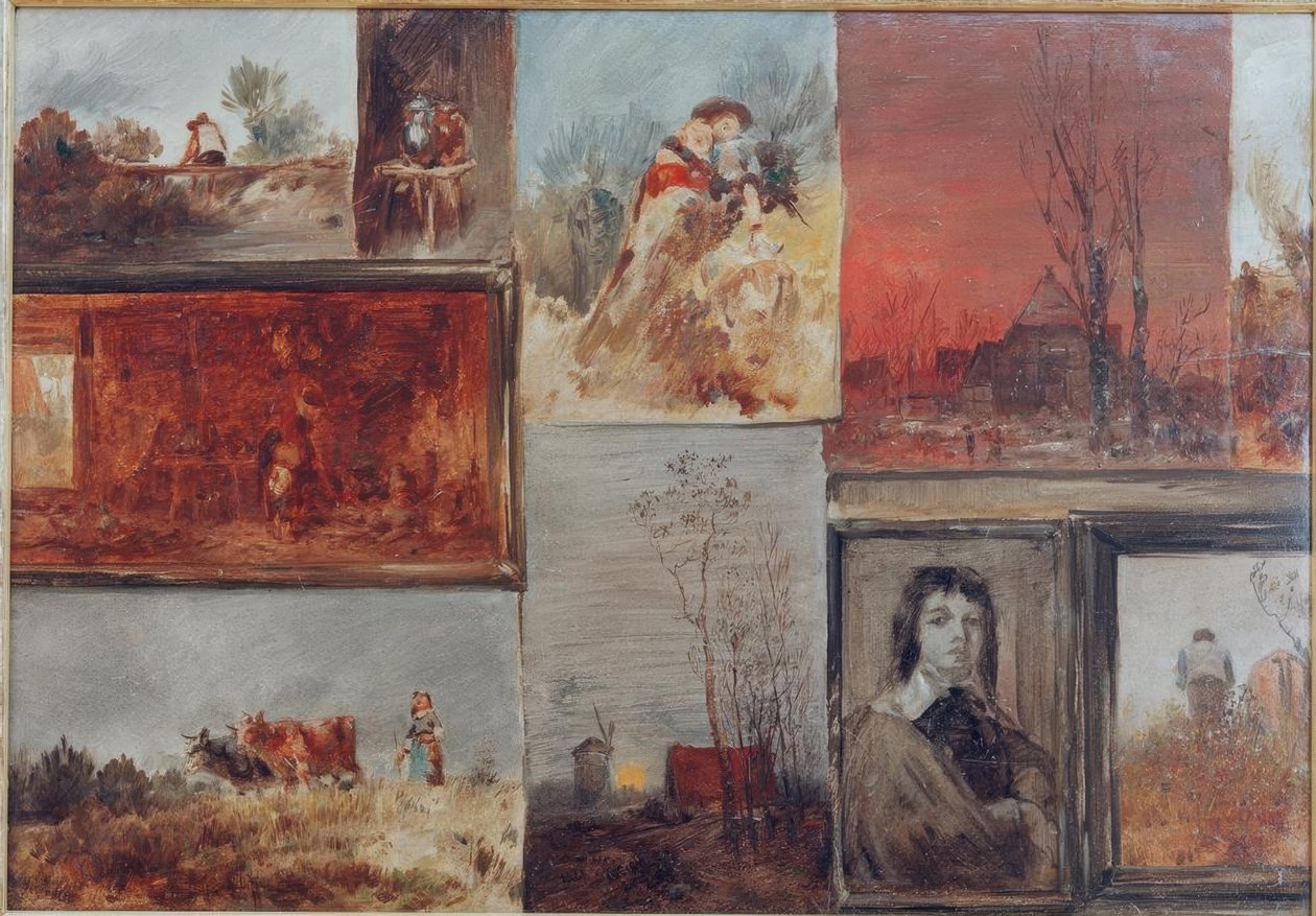 Samlet billede med ni undersøgelser af Wilhelm Busch