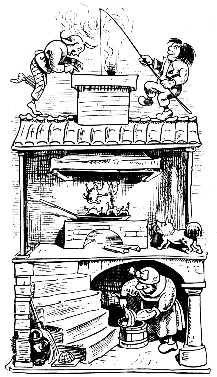 Enkehusets andet trick, 1865. af Wilhelm Busch