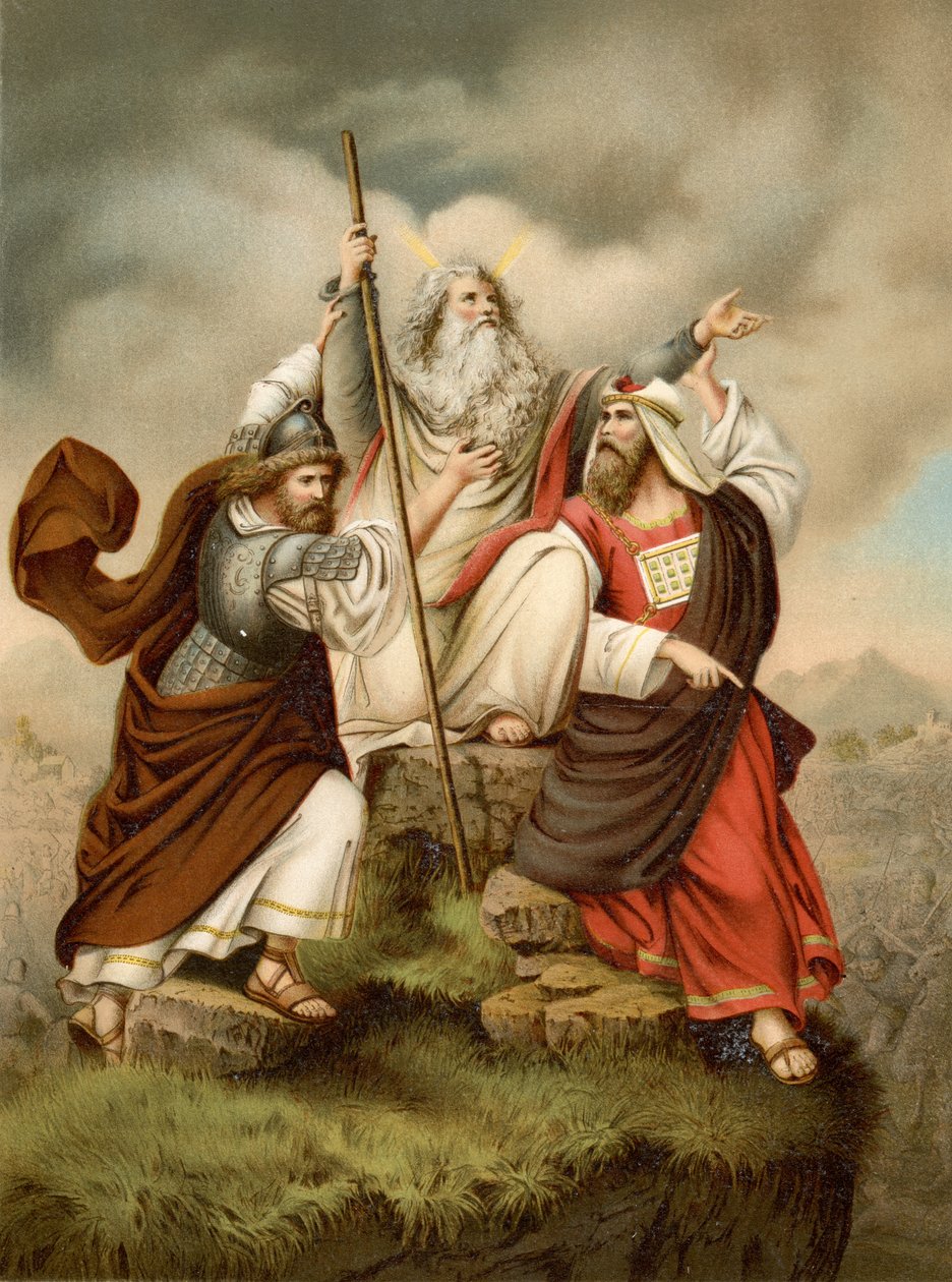 Moses bøn mod amalekiterne (farve litho) af Wilhelm Ebbinghaus