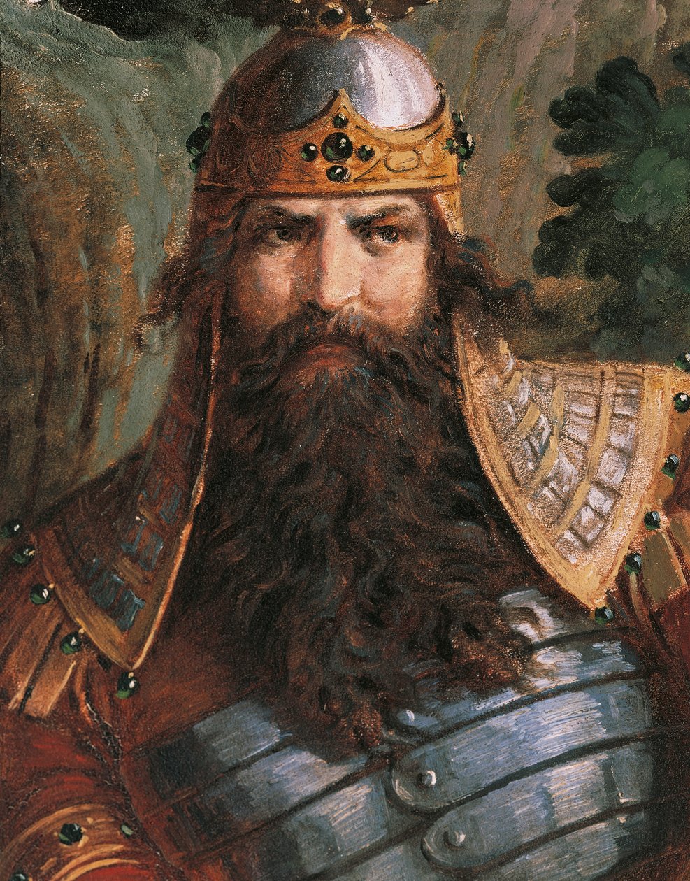 Gunther, konge af Bourgogne, ca. 1882-83 (vægmaleri) af Wilhelm Hauschild
