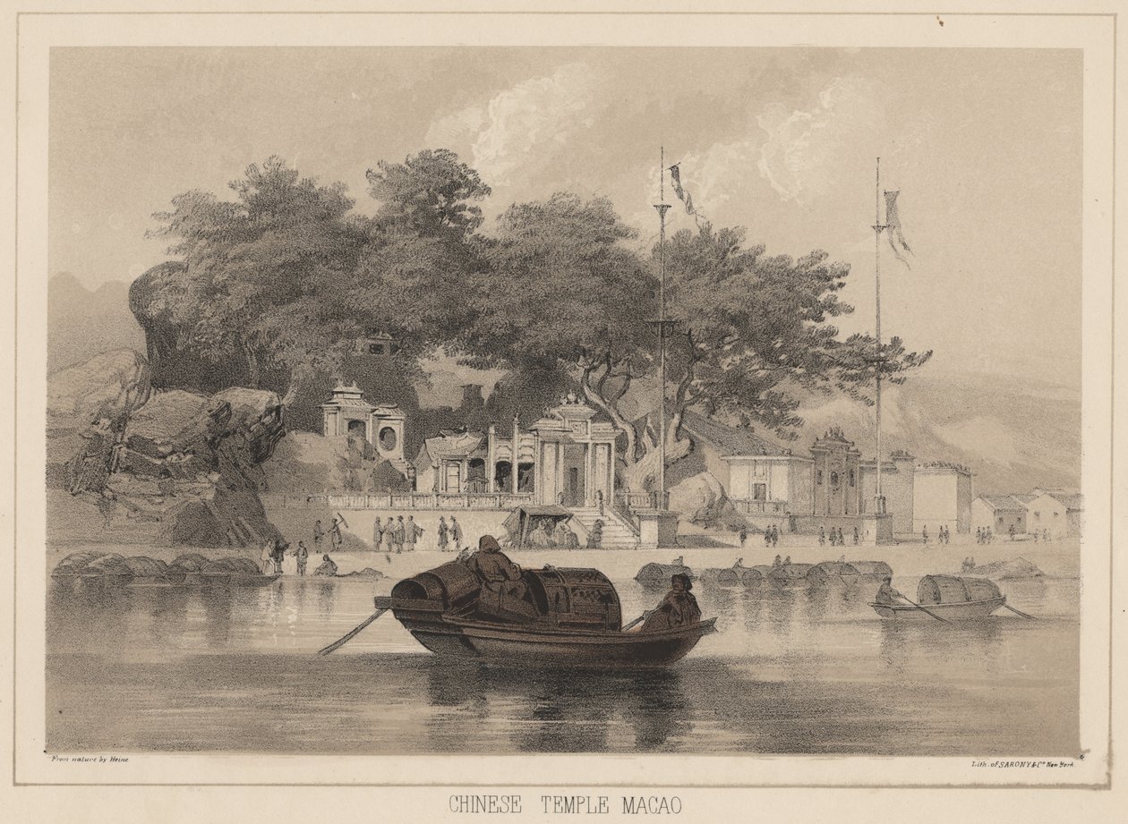 Kinesisk tempel, Macao, 1855 af Wilhelm Joseph Heine
