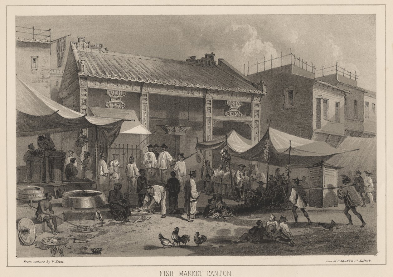 Fiskemarked Canton, 1855 af Wilhelm Joseph Heine
