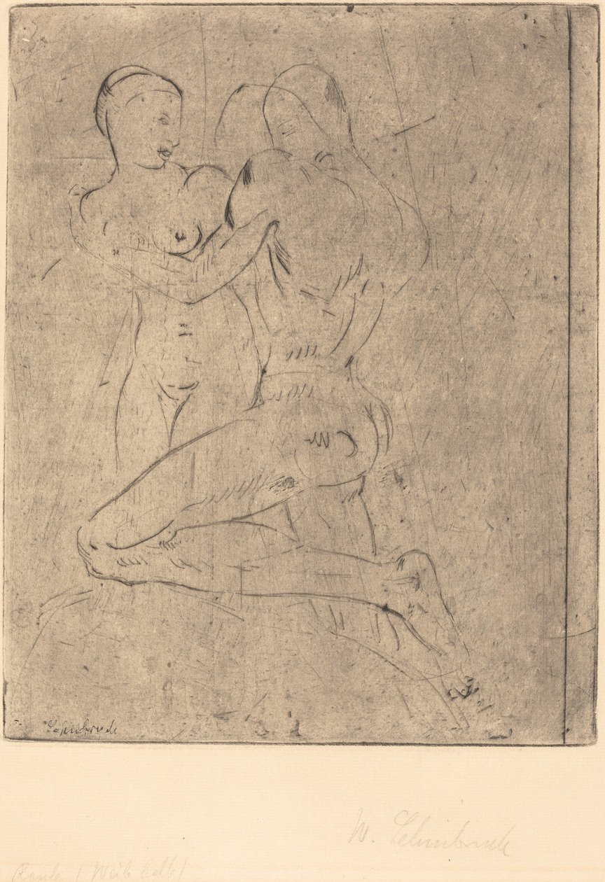 Voldtægt II (røveri II, kvinde halv) af Wilhelm Lehmbruck