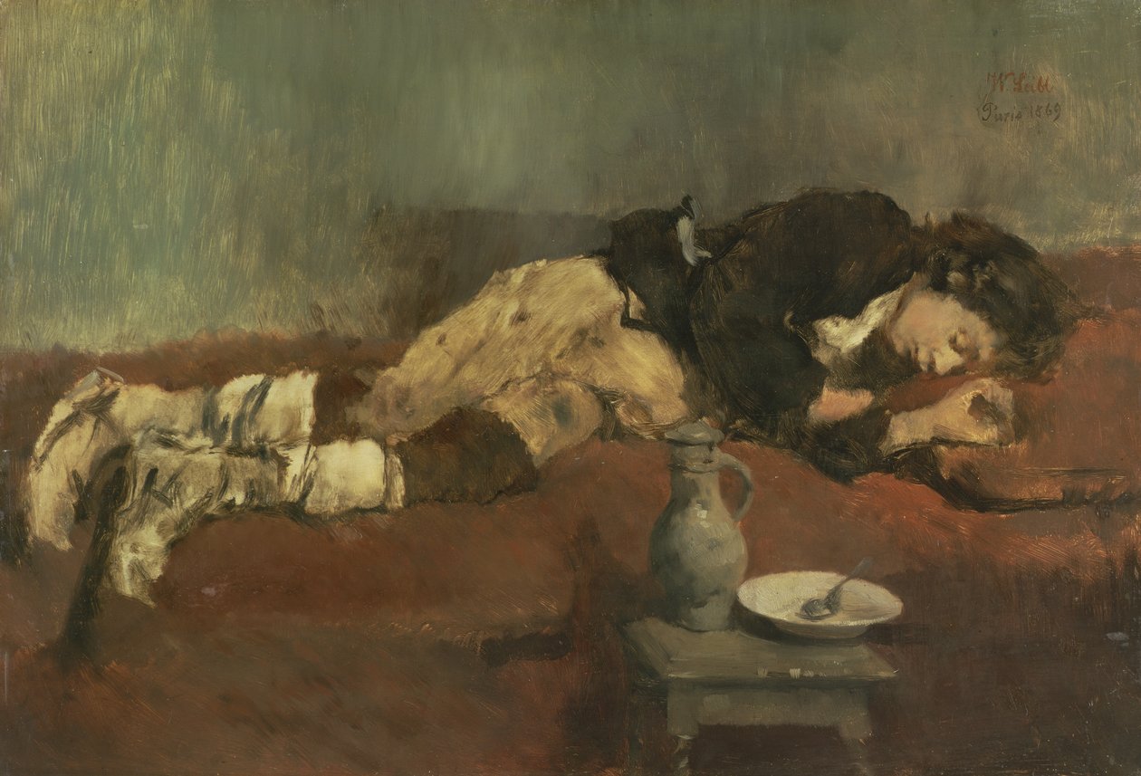 Savoyard Boy Sleeping, 1869 (panel) af Wilhelm Maria Hubertus Leibl