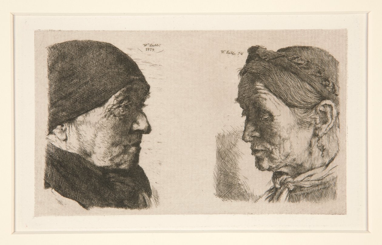Uden titel [studie af to hoveder] af Wilhelm Maria Hubertus Leibl