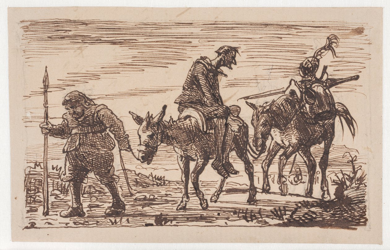 Den gennempryglede Don Quixote føres hjem af Wilhelm Marstrand