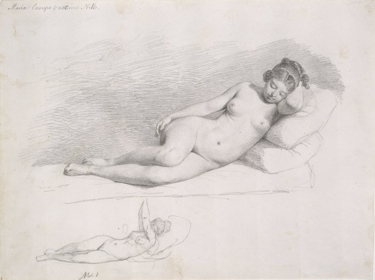 To studier af liggende kvindelig model af Wilhelm Marstrand