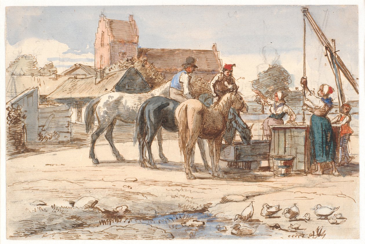 Ved brønden uden for landsbyen af Wilhelm Marstrand