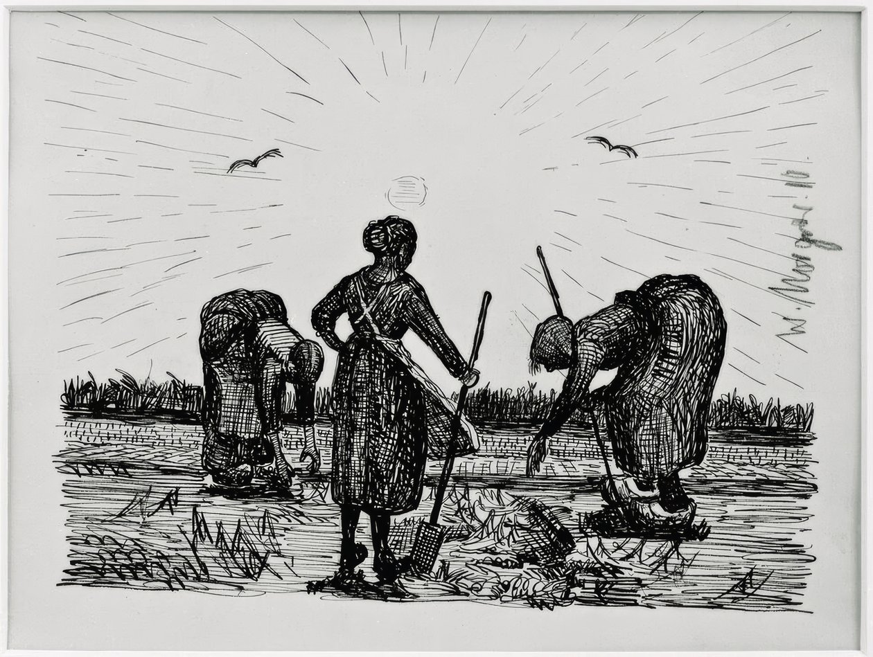 Tre kvinder i marken af Wilhelm Morgner