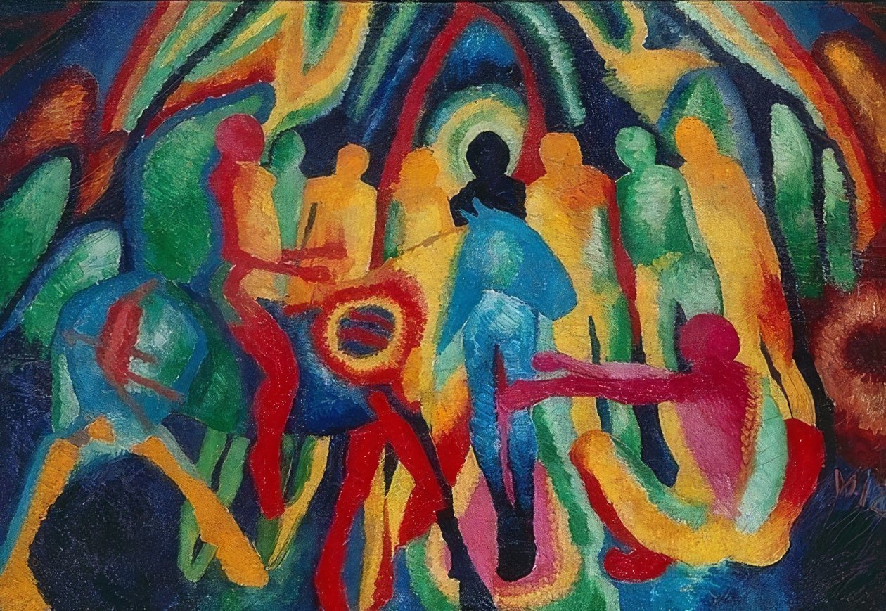 Indrejse i Jerusalem. 1912 af Wilhelm Morgner