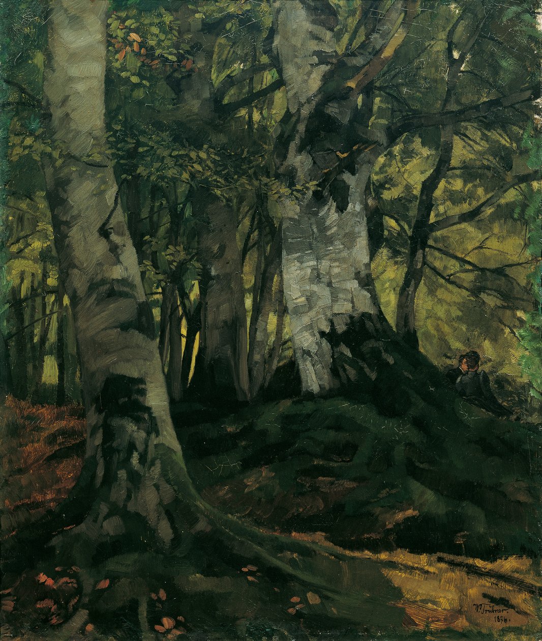Bøgeskov med elskende af Wilhelm Trübner