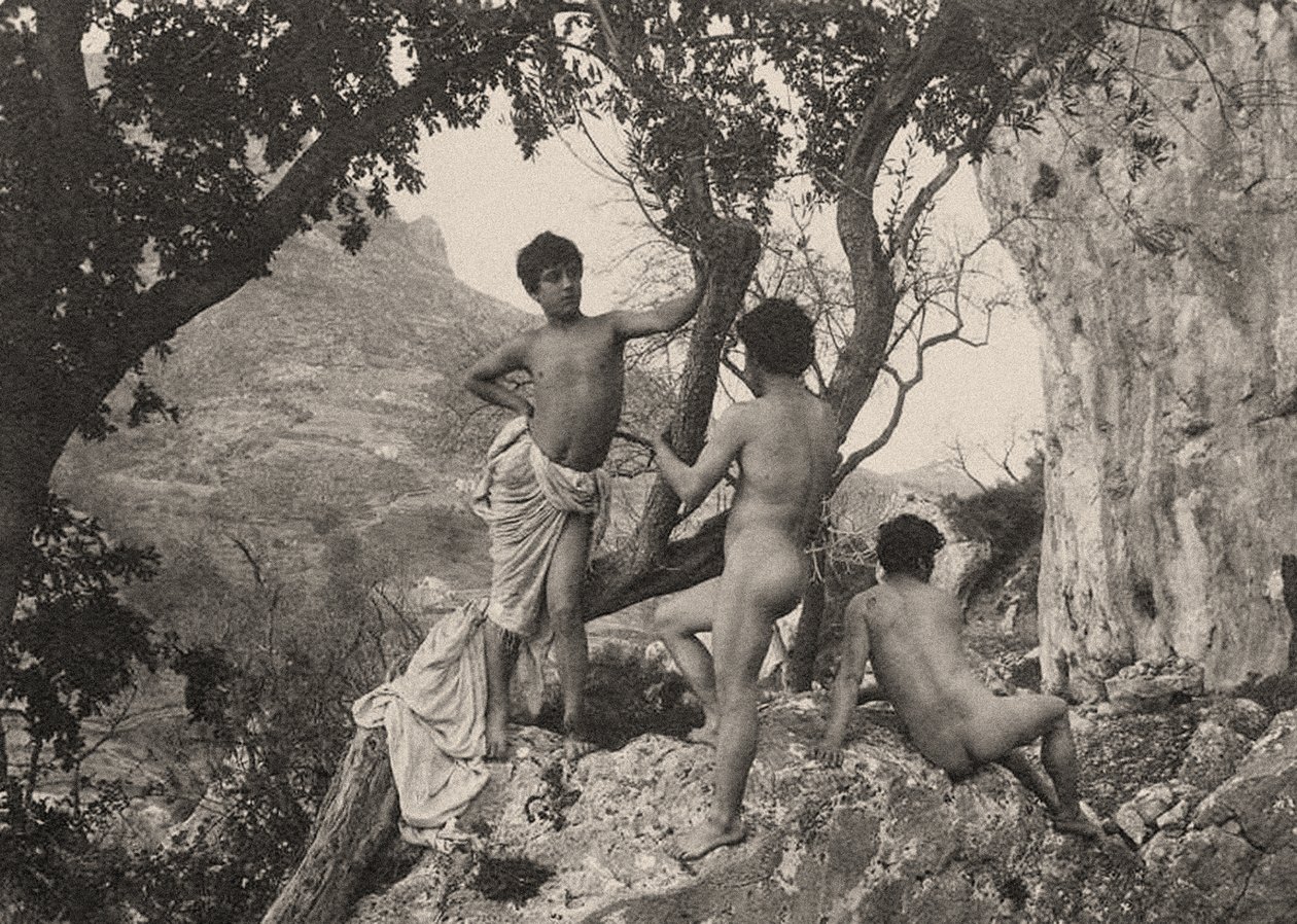 undersøgelse af mandlige nøgen nøgen, ca. 1900 af Baron Wilhelm von Gloeden