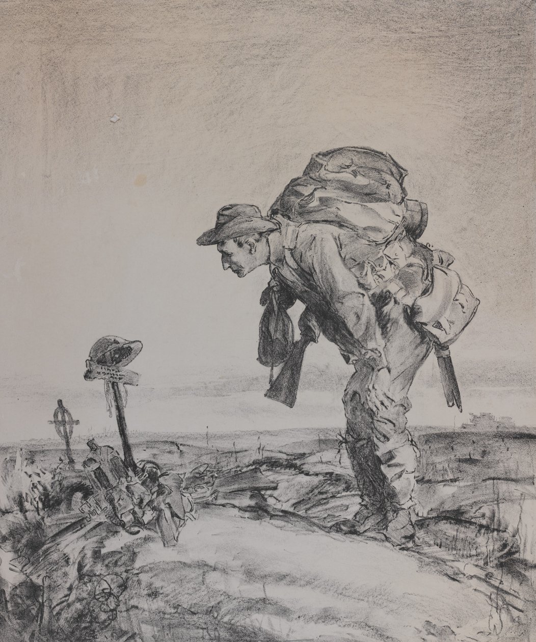 En af de gamle deling, 1917 (litho på papir) af Will Dyson