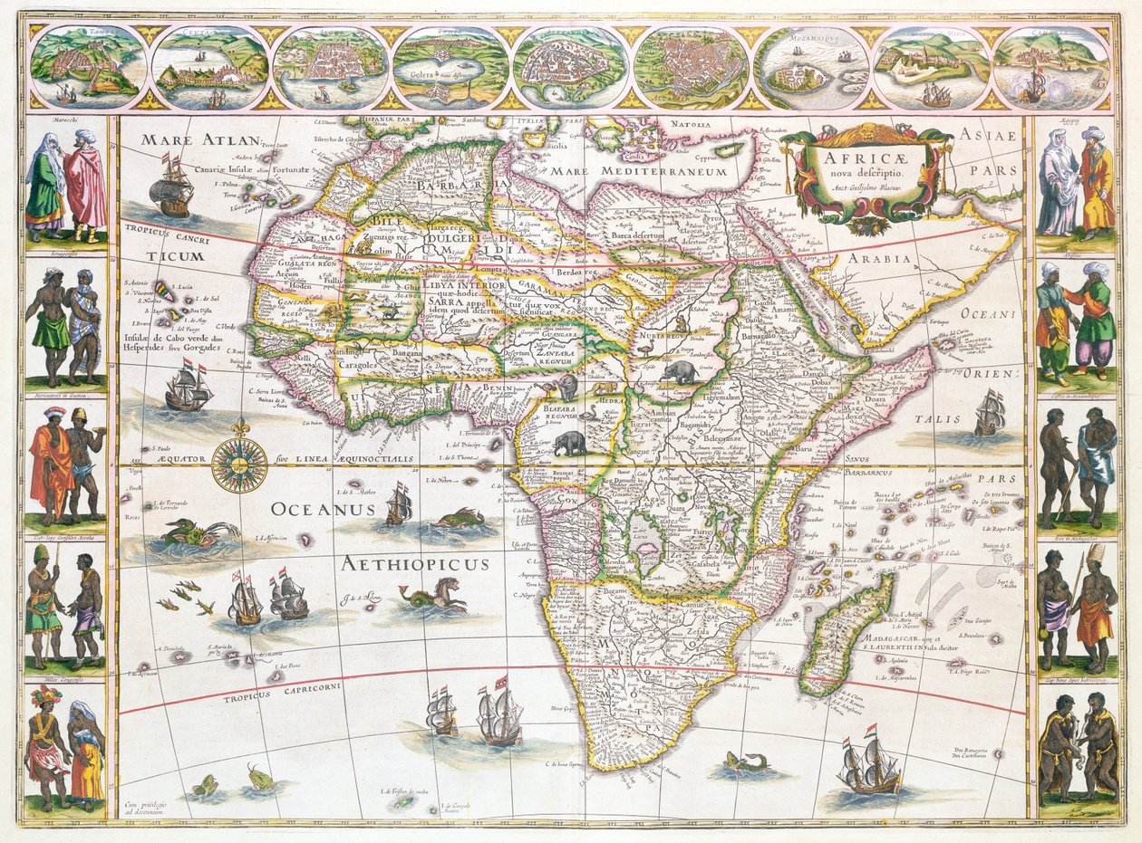 Africa Nova, ca. 1617 (farvegravering) af Willem Janszoon Blaeu