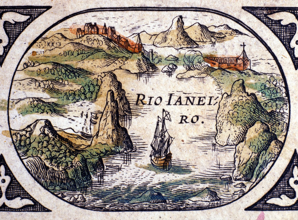 Udsigt over Rio de Janeiro, Brasilien, 1600 af Willem Janszoon Blaeu