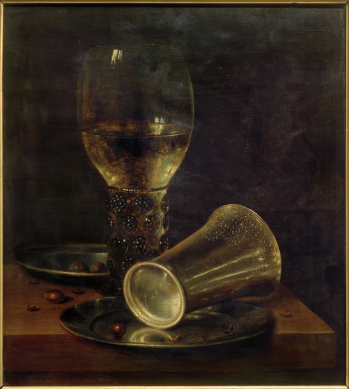 Stilleben med en væltet drikkekop af Willem Claesz. Heda
