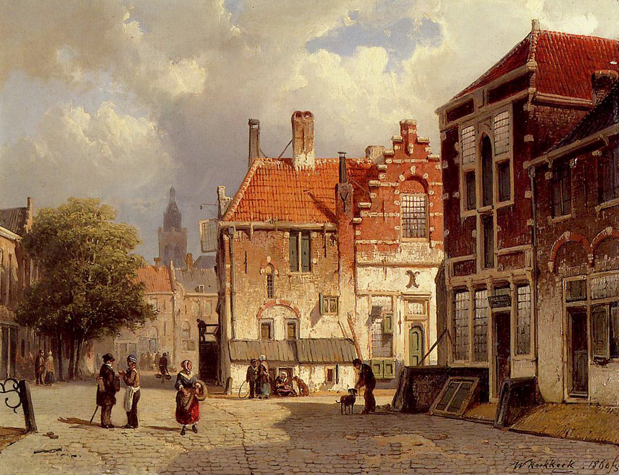 En hollandsk byplads, 1860 af Willem Koekkoek