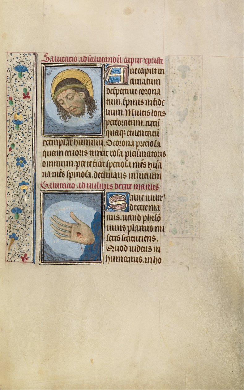Christs Head, Christs højre hånd med sår af Willem Vrelant