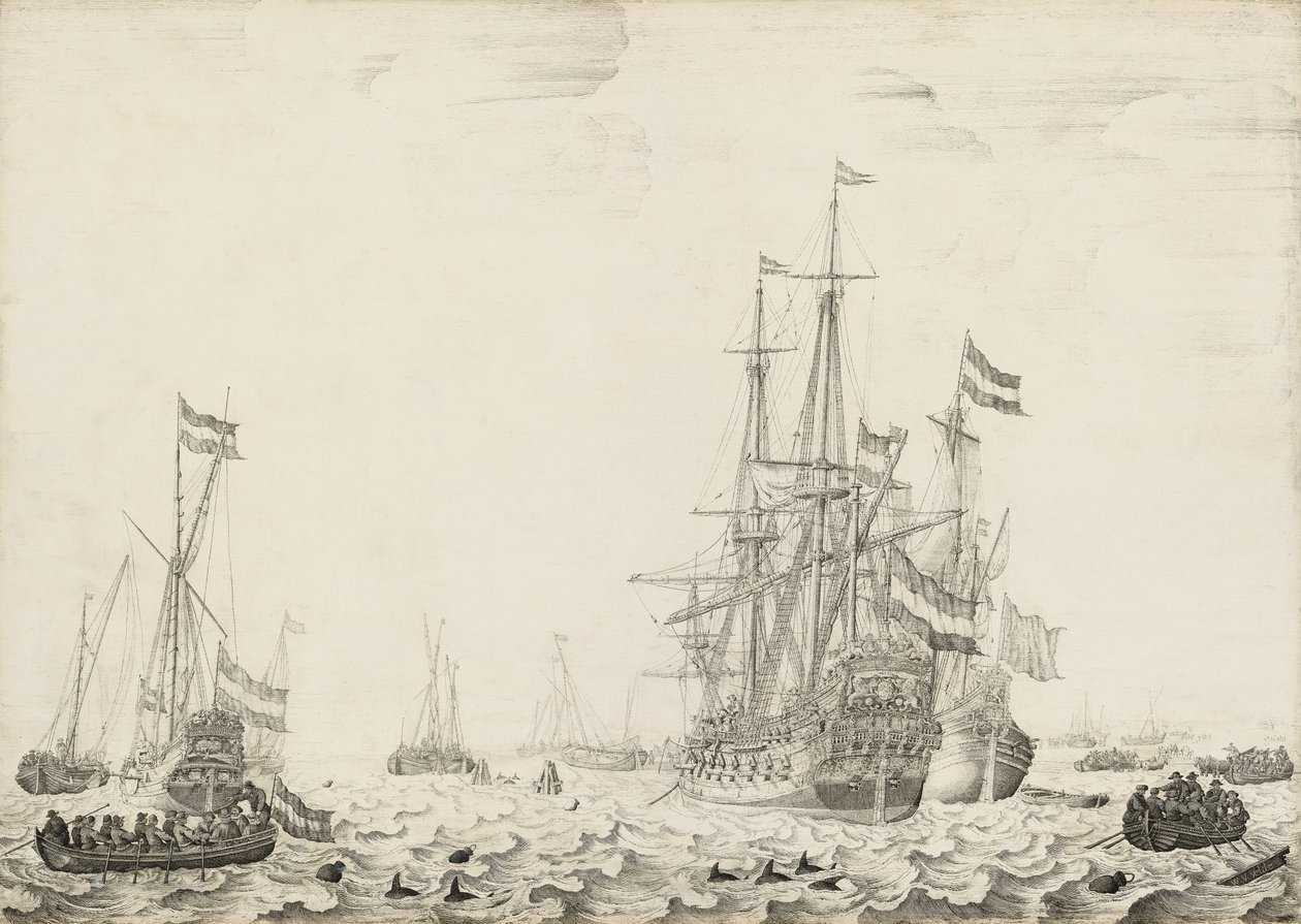 Hollandske skibe nær kysten, begyndelsen af 1650
