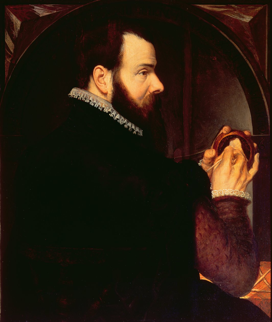 Selvportræt med en voksportrætmedaljon, 1564 (panel) af Willem van den Broecke